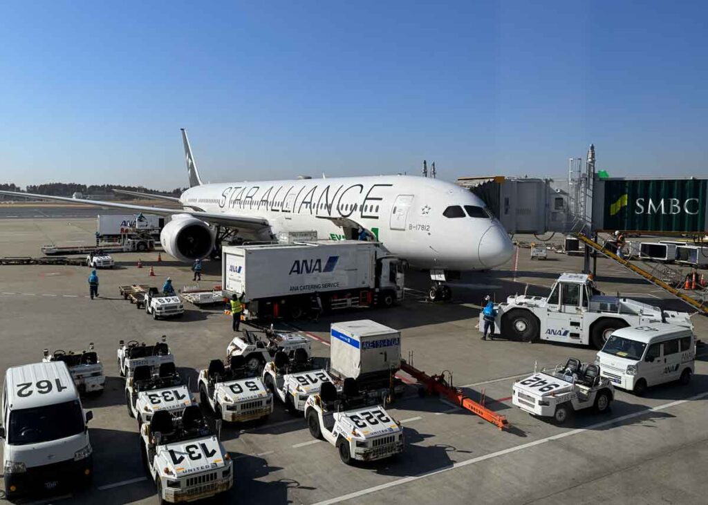 出発前のBR183便。成田空港にて